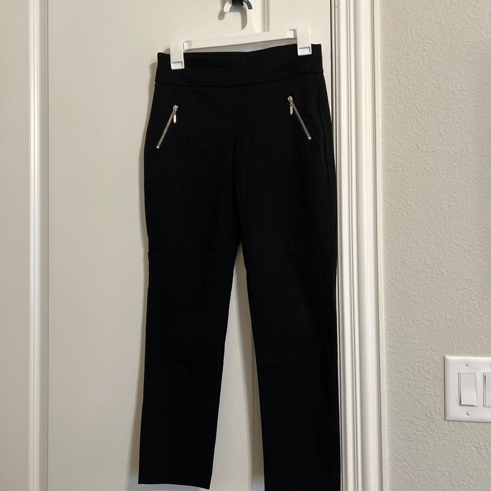 Dress Barn Roz & Ali Women's Pullon Black Pants With Side Zipper Womens Size 2